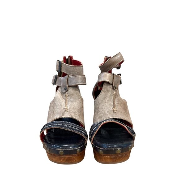 BedStu Leather Strappy Wooden Wedge Sandals With Buckle & Zip Closure 8 1/2 NWT - Picture 3 of 9
